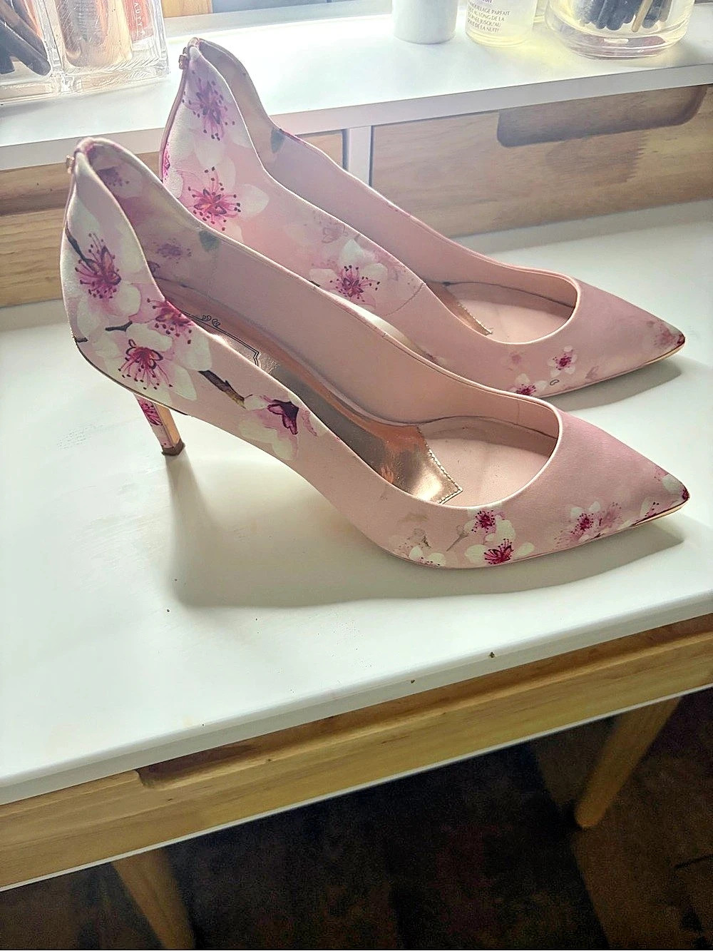 Ted Baker Peetch Cherry Blossom Print Court Shoes Pink